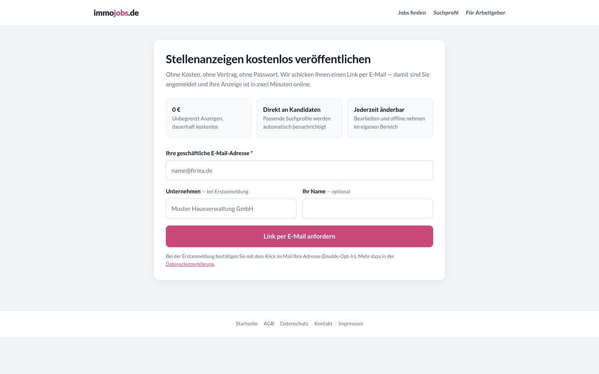 Stellenanzeigen kostenlos veröffentlichen